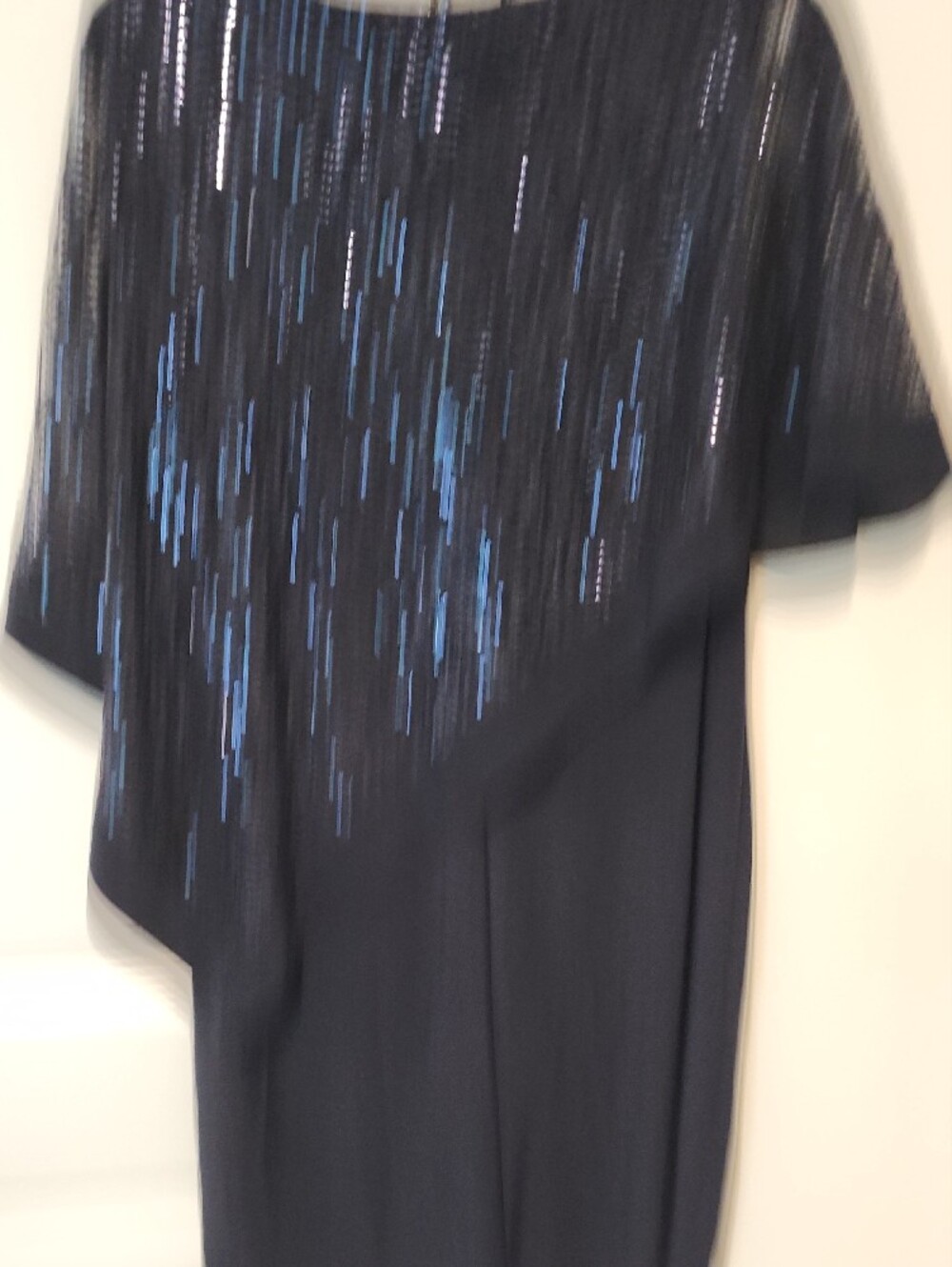 R&M Richards Navy Sequin Overlay Midi Dress - Picture 7 of 9